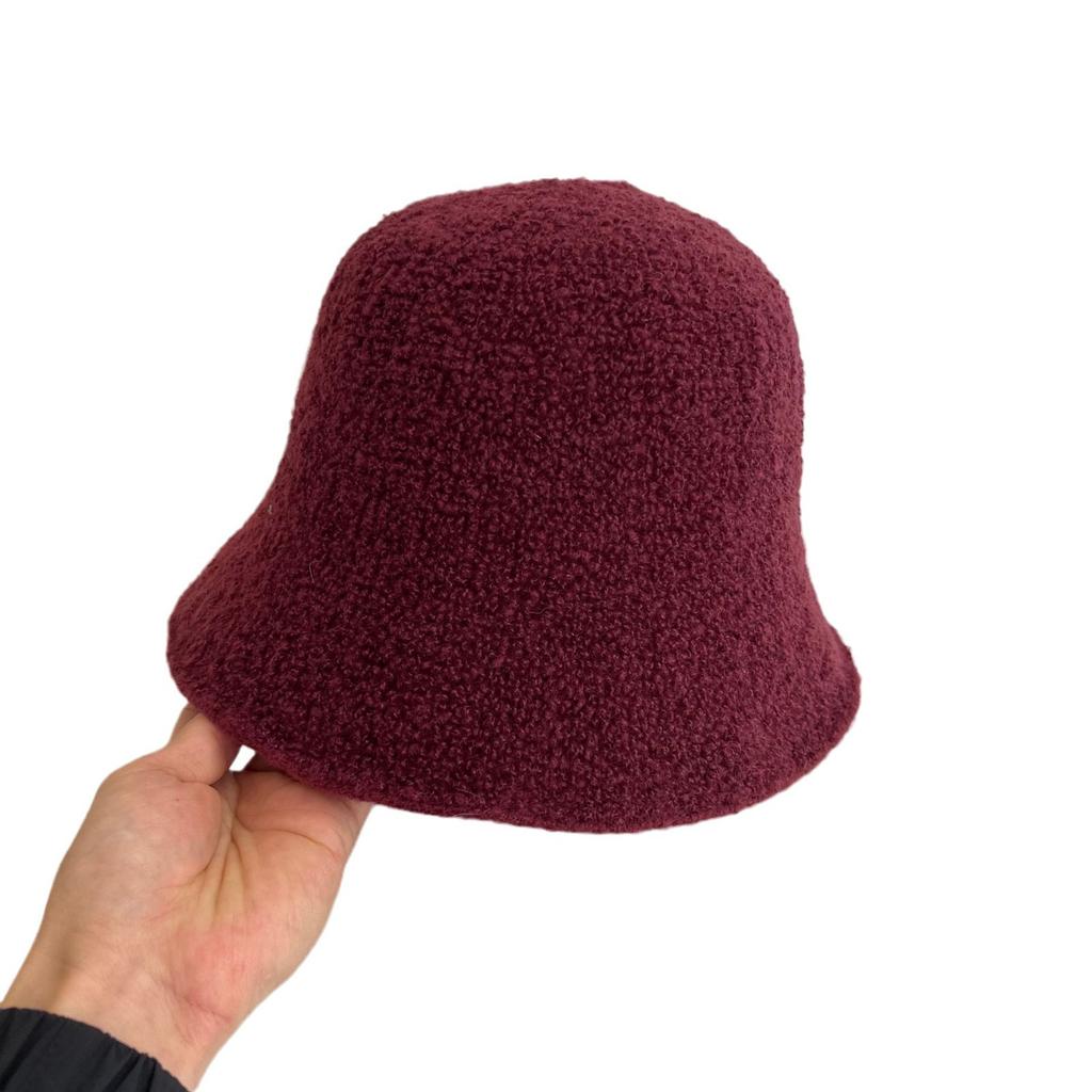 New face granular fleece fisherman's hat children's autumn and winter versatile simple retro bucket hat thermal basin hat