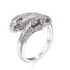 Bague Fraîche Réglable Chaude Argent Sterling Plaqué Platine Or Zirconium Textures Rétro Anneaux Serpent Mode Animal Cadeau