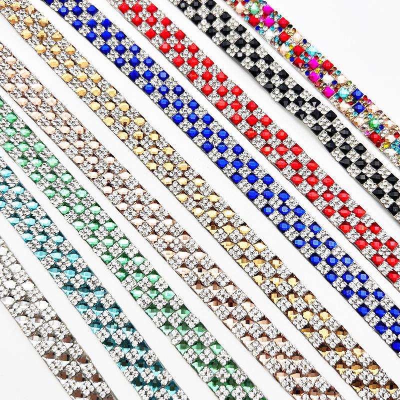 3 Yards Kristall Selbstklebende Strasssteine Aufkleber Mehrfarbig Kristall Motiv Strasssteine Verzierungen Band Diy Kleidung Schuhe Spitze