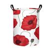 1pc, Red Flower Laundry Basket, Watercolor Print Collapsible Storage Bin, Organizer Basket with Handles for Clothes, Towels, Bedroom, Bathroom, Laundr