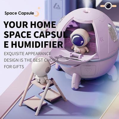Tragbarer Mini-Luftbefeuchter, Astronaut Space Small Cool Mist Luftbefeuchter 220 ml, USB-Desktop-Luftbefeuchter mit automatischer Abschaltung, Nachtlicht