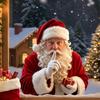 Santa Claus Peeks Through The Window's Static Cling Sticker Without Damaging The Glass of The Living Room Window.