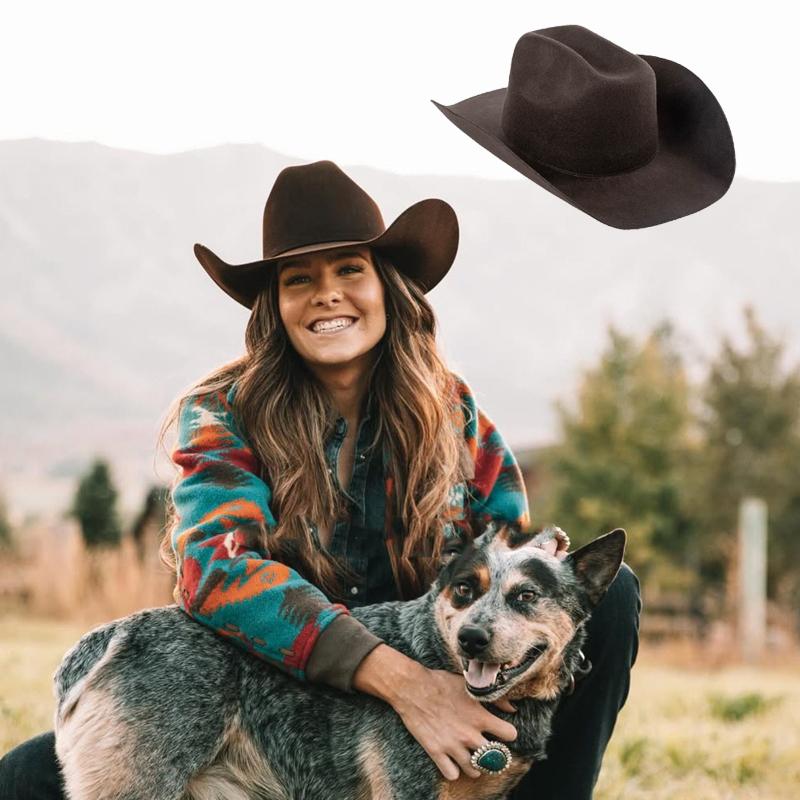 Autumn Winter Western Wedding Cowboy Hat Unisex Casual Studded Wool Felt Hat with Belt  Large Size Fedora Big  Sizes S M  L XL