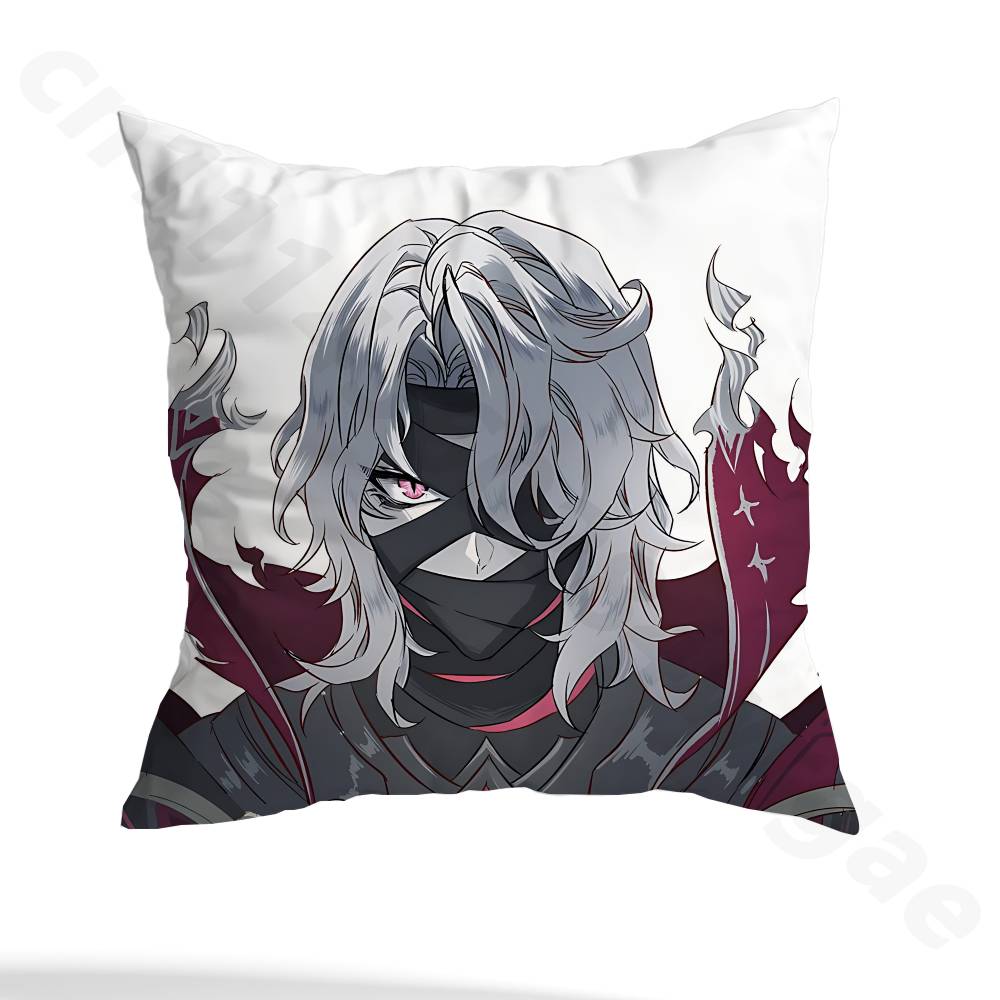G-Genshin Rerir Reflective Pillow Case Square Double-Sided Printing Short Plush Sofa Cushion Cover Bedroom Bedside Pillow