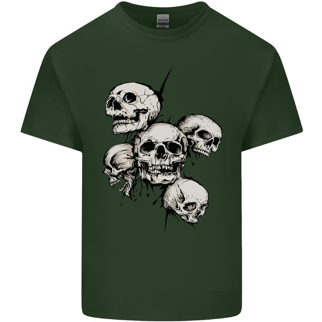 5 Skulls Demons Biker Gothic Heavy Metal Unisexs Light Cotton TShirt