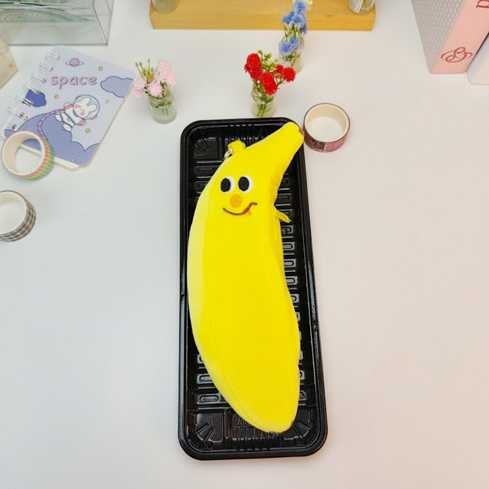 Large Capacity Pencil Case Banana Shape Stationery Bag Soft Touch Pen Bag  Students Gift 02