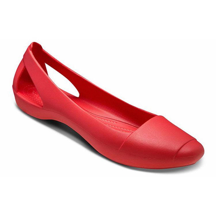 Crocs WMNS Crocs Flat Red Sandals 202811-8C1