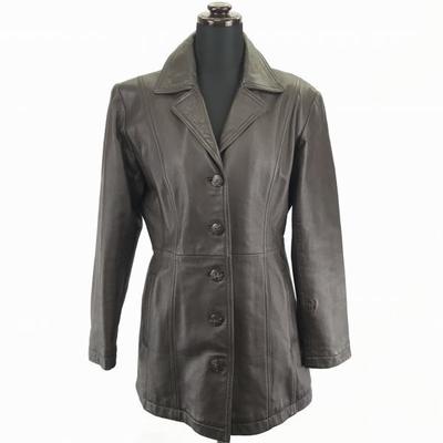 PLANTSTEM Genuine Lamb Leather Coat Brown Women's M Single Button Side Pockets(USED)