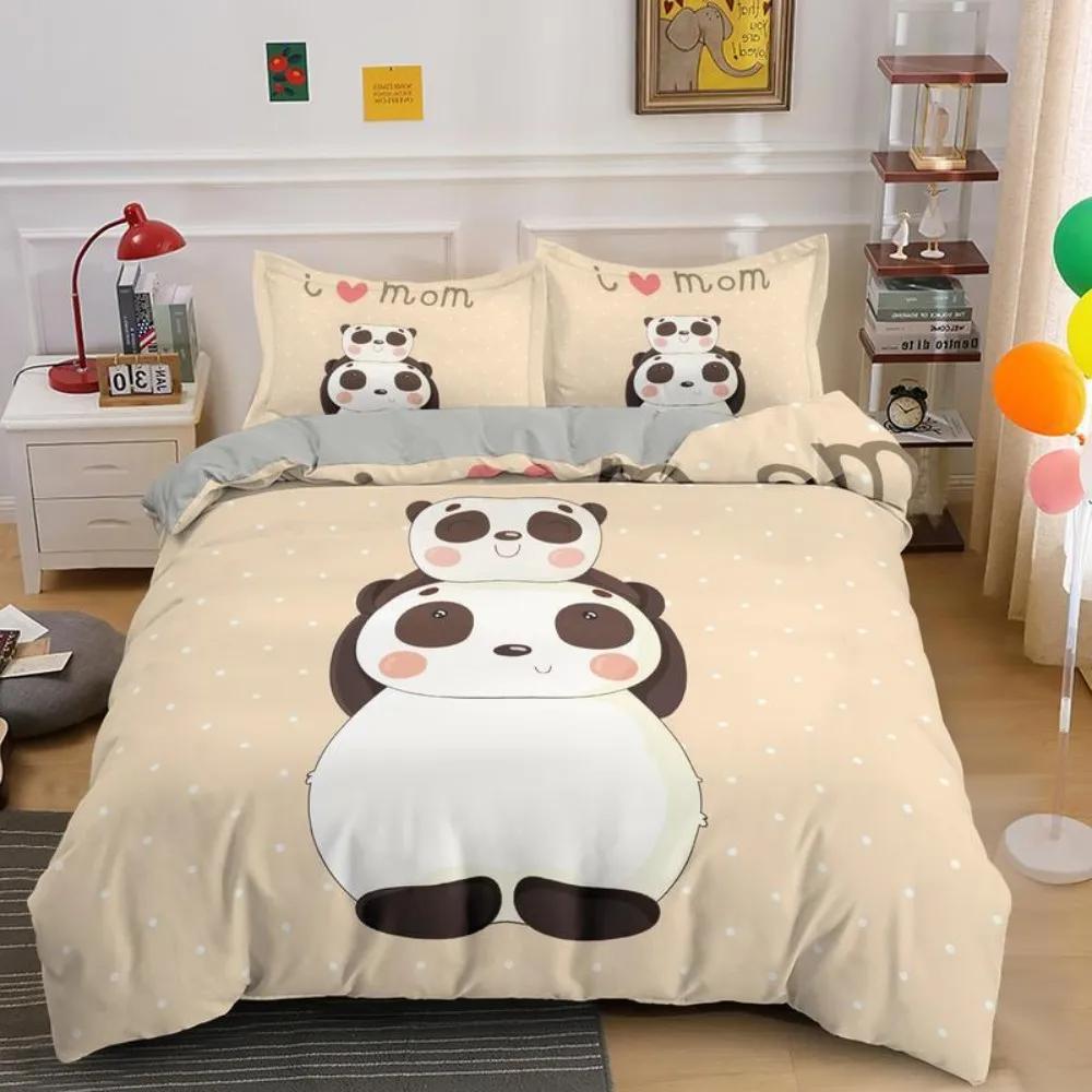 Lovely Cartoon Panda Bedding Sets Printed Duvet Cover Set For Boys Girls 135x200 Duvet Cover King Single Double Size Room Decor