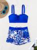 Bikini de Dos Piezas con Estampado de Bloques de Color de Moda con Cordón en el Pecho y la Cintura Moda Para Vacaciones