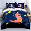 Pink dinosaur in space Pattern Duvet Cover Set Digital Print Colorful Polyester Bedding with Zipper Closur for kids gifts