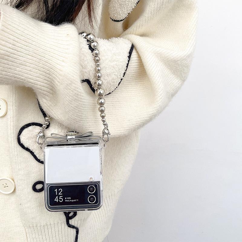 Transparent für Samsung Zflip 6 Handyhülle für W24flip Flip Flip Flip Faltbildschirm Handkette Schleife Liebe