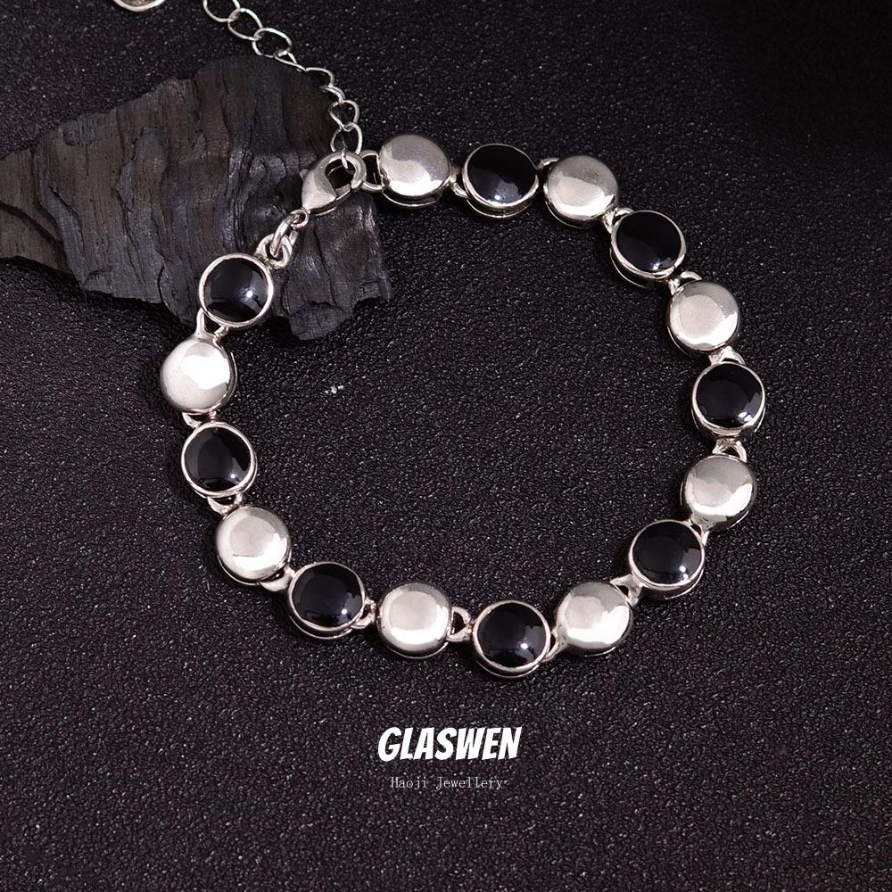 Персонализированный Круглый Эмалированный Черный Браслет Женский Ретро Легкая Роскошь Изысканный Простой Высококачественный Капельный Глазурованный Ювелирный Изделие