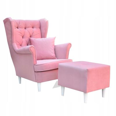 Gaja Wing Chair with Footrest Scandinavian Pastel Pink