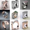 Creative Silver Color Rhinestone Finger Ring for Women Men Personality Wedding Ring Two-tone Square Zircon Hip Pop Ring Jewelry