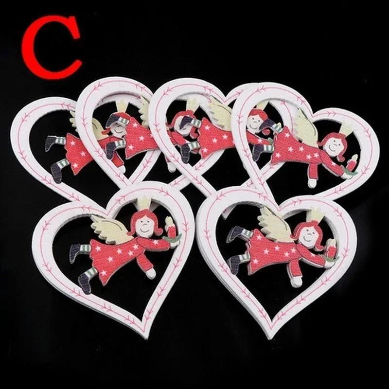 1 Set Christmas Tree Hanging Ornaments Wooden DIY Pendant Bells Santa Claus New Year Decor Christmas Home Party Decor Supplies