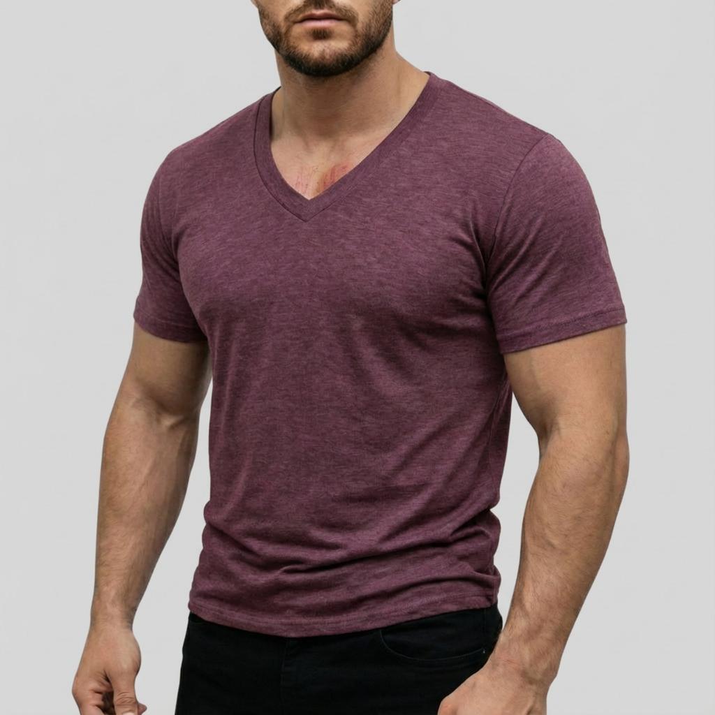 Herren Casual -farbig Elastisches Gewebe Kurzärmlig Rundhals Oberteil