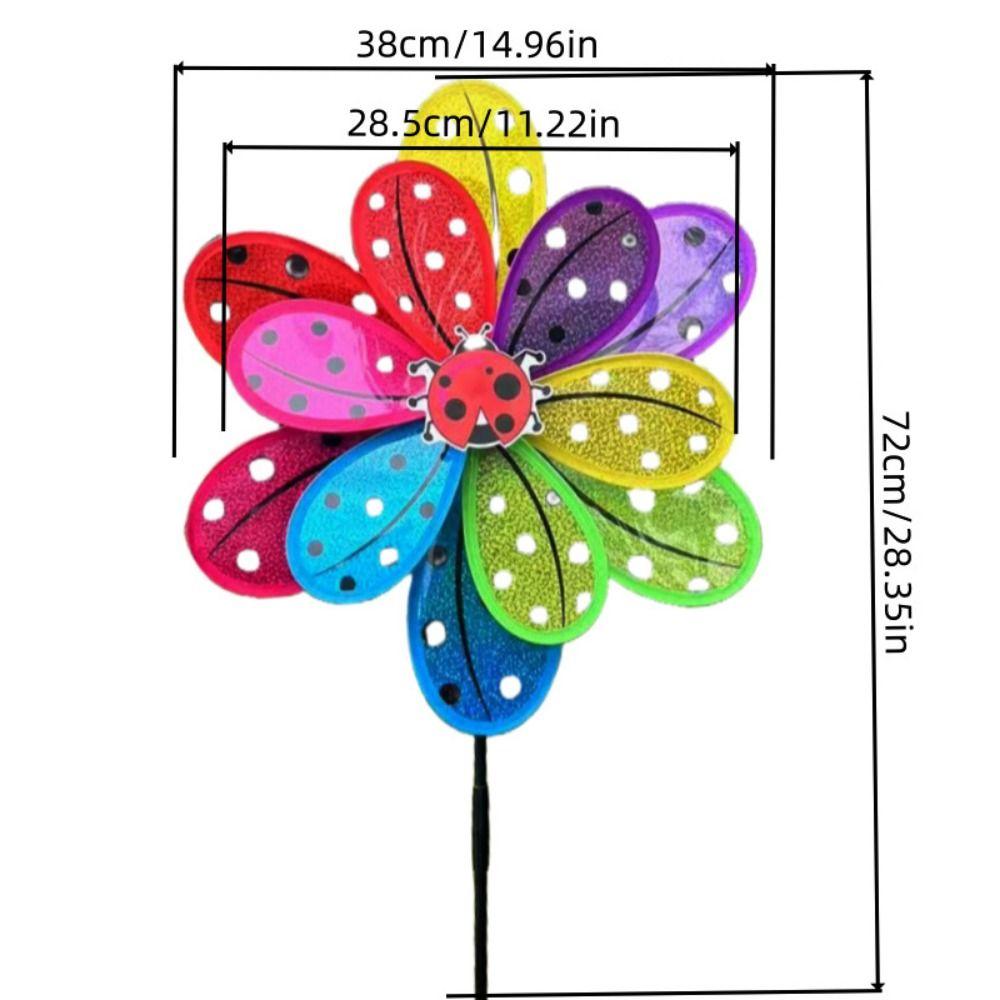 Multistyles Sparkly Insect Windmill Cartoon Colorful Rotating Wind Spinner Double Layered Pvc Standing Lawn Flower