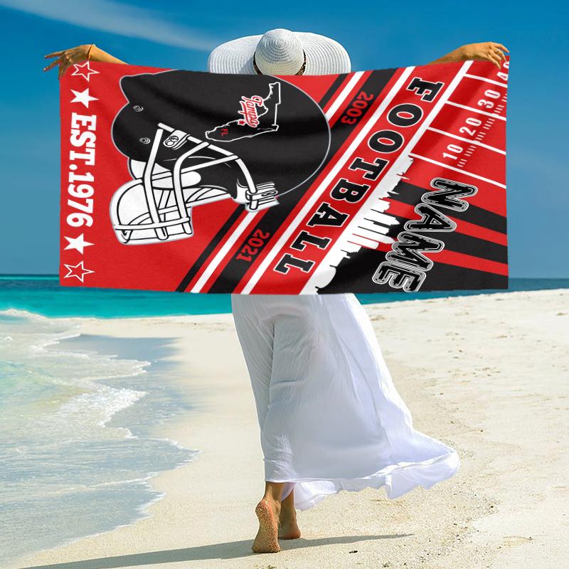 Personalized Vintage Detroit Football Helmet Beach Towel Microfiber Beach Towel Thin Absorbent for Beach Swimming Yoga Bath Sports. 091069