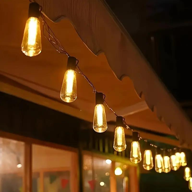 Solar Powered LED String Lights Highlight Outdoor Shatterproof Big Bulbs Garden Holiday Decor Waterproof Lights Camping Light