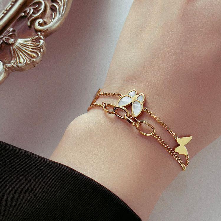 Fashion Ladies Titanium Steel Butterfly Bracelet Jewelry