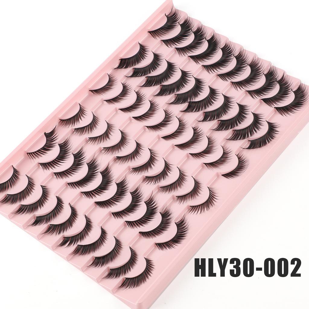 30 Pairs Of Oblique Flying Fox Eyes Large-Capacity Mixed False Eyelashes Natural Thick Simulated Eyelashes