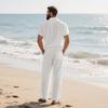 Men's European and American Casual Linen Short-Sleeve Shirt & Long Pants Set