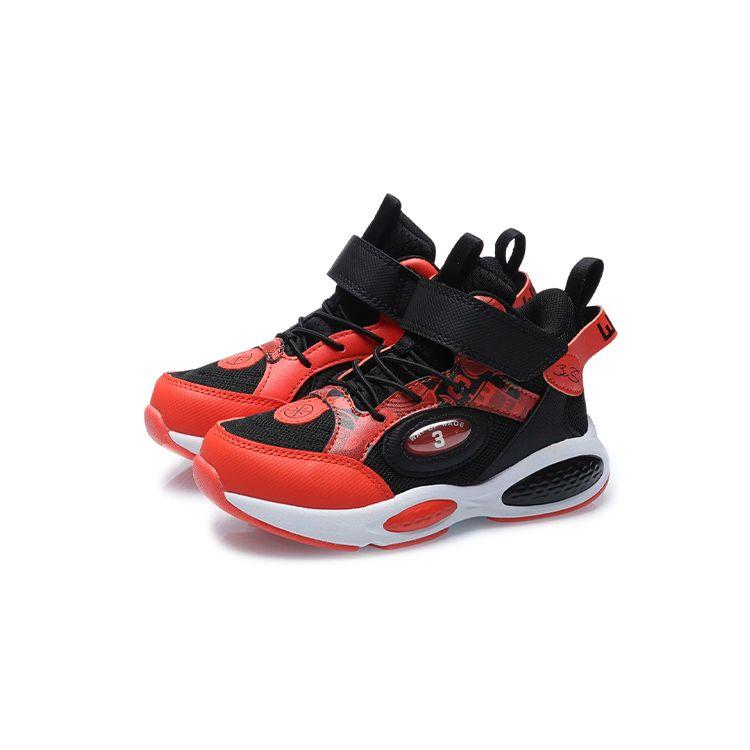 Li Ning Kids Sports Lifestyle Series Comfortable Daily Shock Absorbing Wear Resistant Breathable Casual Shoes Kids Casual Shoes Black Orange YKNR026-1