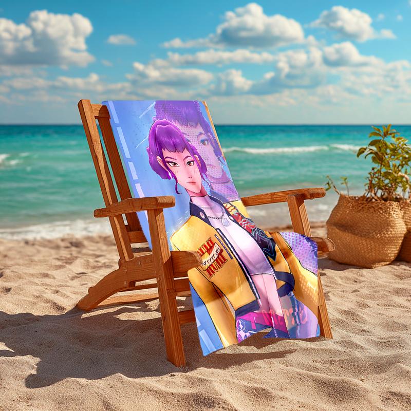 1pc KPop Demon Hunters ZOEY3 Beach Towel, Comfortable and Thick, and Swimming/Bath/Picnic/Camping Towel, Suitable for Seaside Beaches