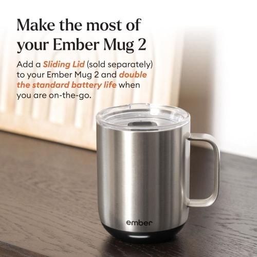 Ember Temperature Control Smart Mugs, 2 10oz Silver, 1.5 Hour Battery Life, App-Controlled Heated Coffee Mugs - Improved Design