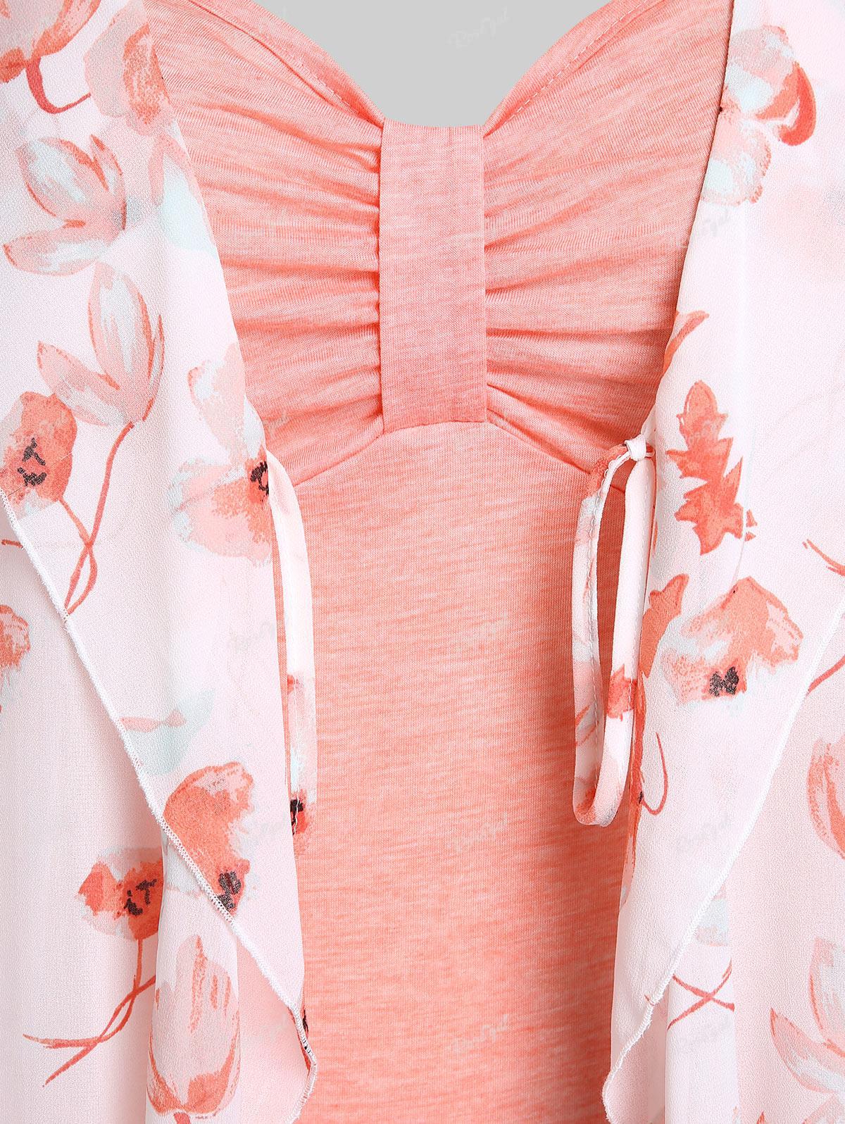 Rosegal Plus Size & Curve: блузка с цветочным принтом и однотонный топ без рукавов — фото 5