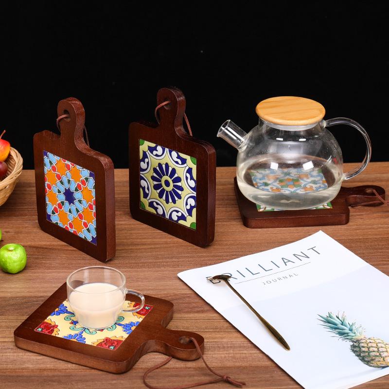Retro Solid Wood Anti-Scalding Pot Mat and Coaster