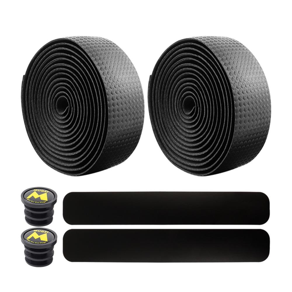 

Durable PU+EVA Bike Handlebar Tape Breathable Waterproof With 2 Plugs Anti-Slip Bicycle Handle Belt Straps чорний