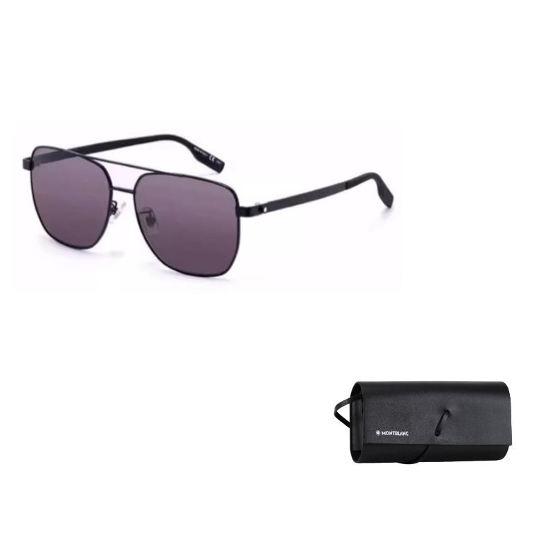 Montblanc Logo Metal Square Sunglasses Men sunglasses Black MB0184