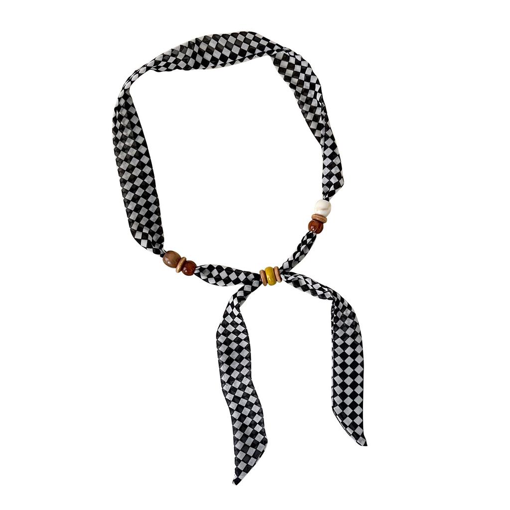 New Korean Version Versatile Polka Dot Beaded Narrow Silk Scarf Women's Summer Decoration Long Scarf Adjustable Fashion Accessories