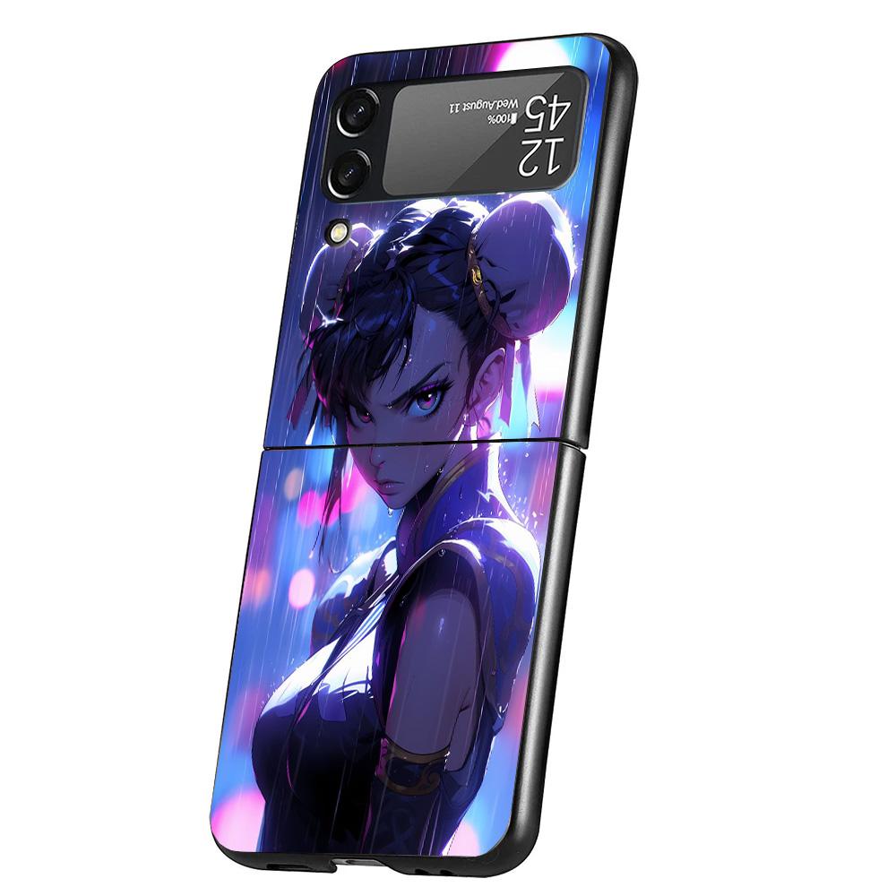 ChunLi S-Street F-FighterS Cover Phone Case For Samsung Galaxy Z Flip 7 6 5 4 3 5G Flip7 Flip6 Flip5 Flip4 Flip3 Black Fundas Sh