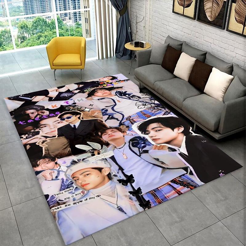 Kpop B-BTS Kim Tae Hyung V Carpet Rug for Playroom Bedroom Living Room Sofa Home Decor,kids Area Rug Non-slip Floor Mat Gift