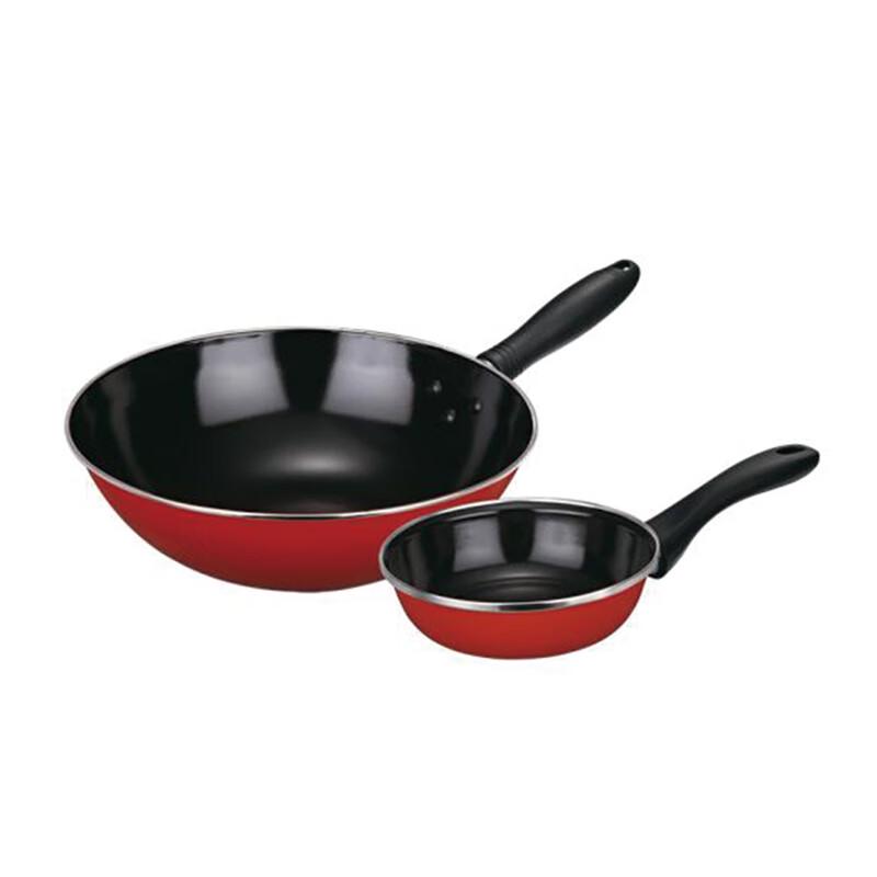 Supor Aijia 2-Piece 304 Stainless Steel Wok & Frying Pan Set