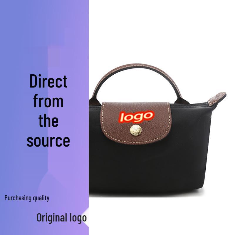 Dragon Inlaid Nylon Dumpling Shoulder Bag with Mobile Pocket