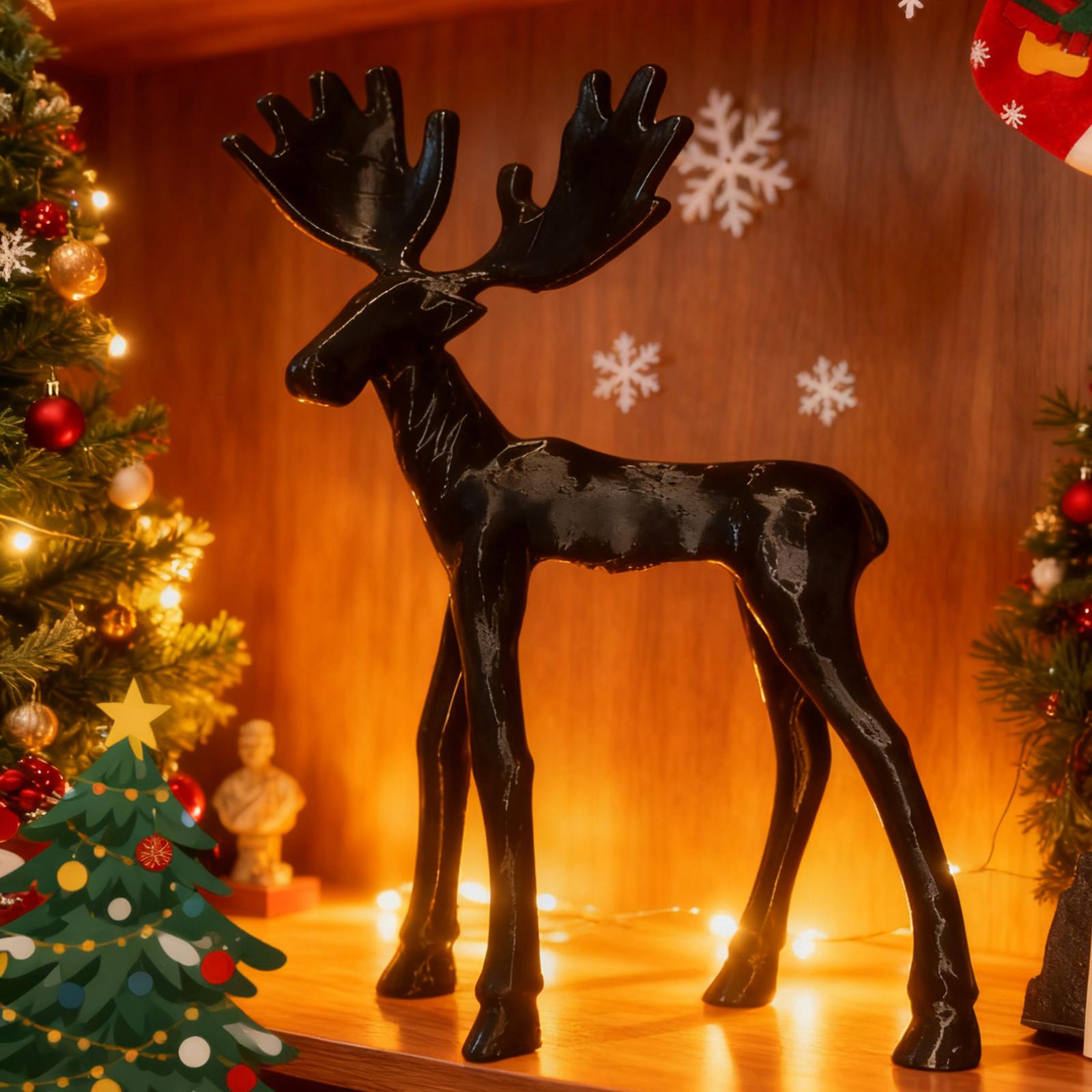 

Black Figurine Christmas Decoration, Modern Christmas Figurine, Elegant Interior Holiday Decor One Size