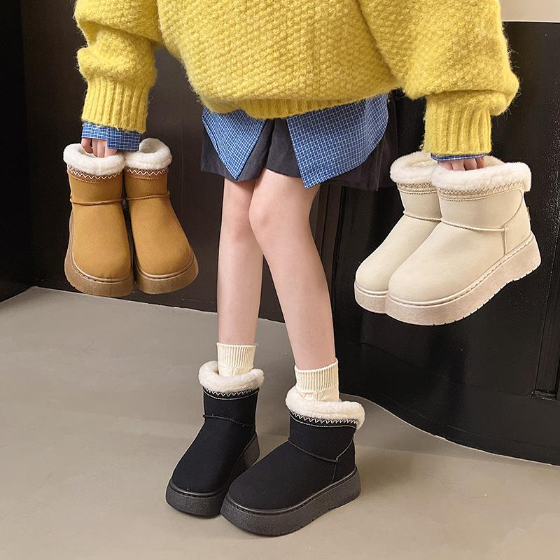 2025 Autumn New Fashion Flip Muffin Thick-soled Snow Boots Women's Korean Version Warm Round Head Sleeve Foreign Trade Women's Cotton Shoes
