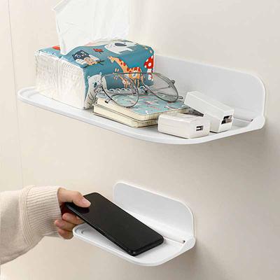 Folding Wall Mounted Shelf Saving Space Foldable Storage Rack Punch-Free Phone Holder Wifi Router Storage Tray BathroomOrganizer