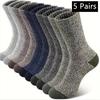 5 Pairs Merino Wool Socks For Man Women , Super Thick Hiking Sock Men'S Thermal Socks For Cold Weather Men Woman Snow Socks