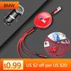 FSWG9 Car Sticker 3in1 Retractable Fast Charge Cable+Car Charger Set For iPhone USB Type C/Micro For BMW M Emblem M3 M5 X1 X3 X5 X6 E4