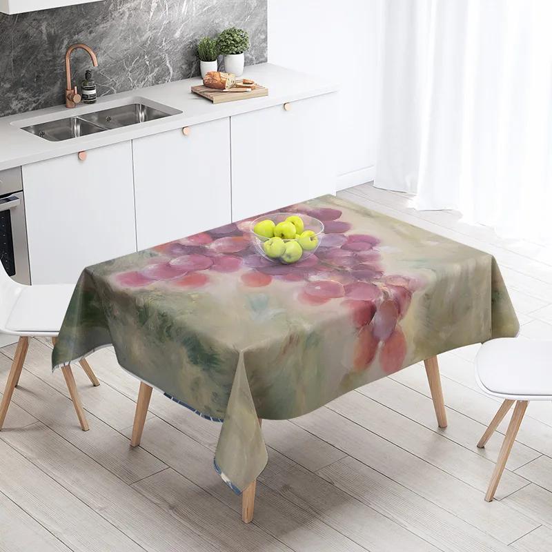Abstrakte Kunst Lebensmittelillustration Tischdecke Ölbeständige Tischdecke Wasserdichte Picknick-Stoff Nordische Heimdekoration