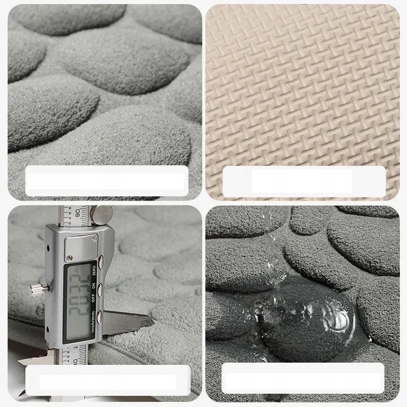 Badezimmermatte Anti-Rutsch Memory-Schaum Steine Matte Dick Grau