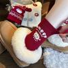 Woolen Socks for Women, Thick and Warm Mid-calf Socks for Autumn and Winter, Little Snowman Cartoon Versatile Long Socks