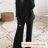JPNTKY Women's Fashion Casual Long Sleeve O-Neck Pants Suits