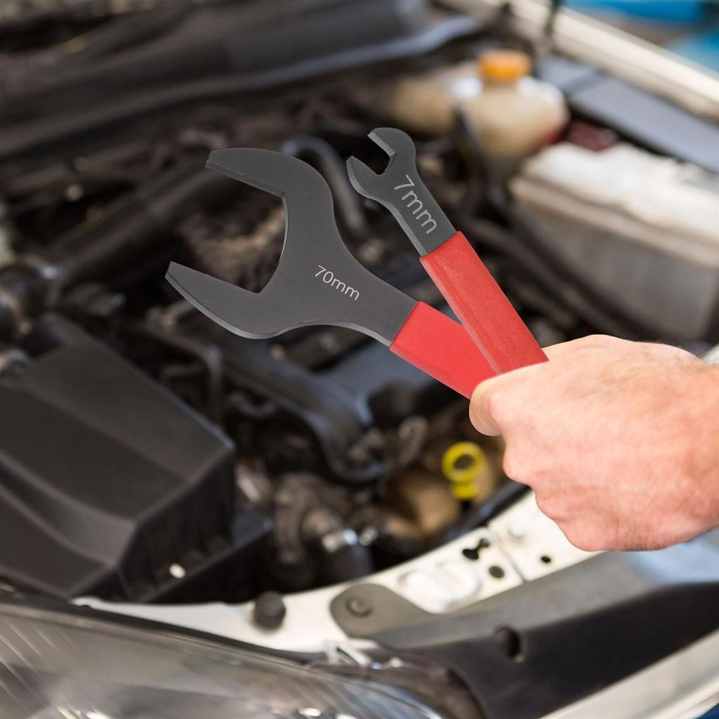 Uxcell Single 73mm Metric 15 Degree Offset Angle Small Flat Head Blackening Wrench for Automotive Repair and Furniture Assembly Open-End Wrench,