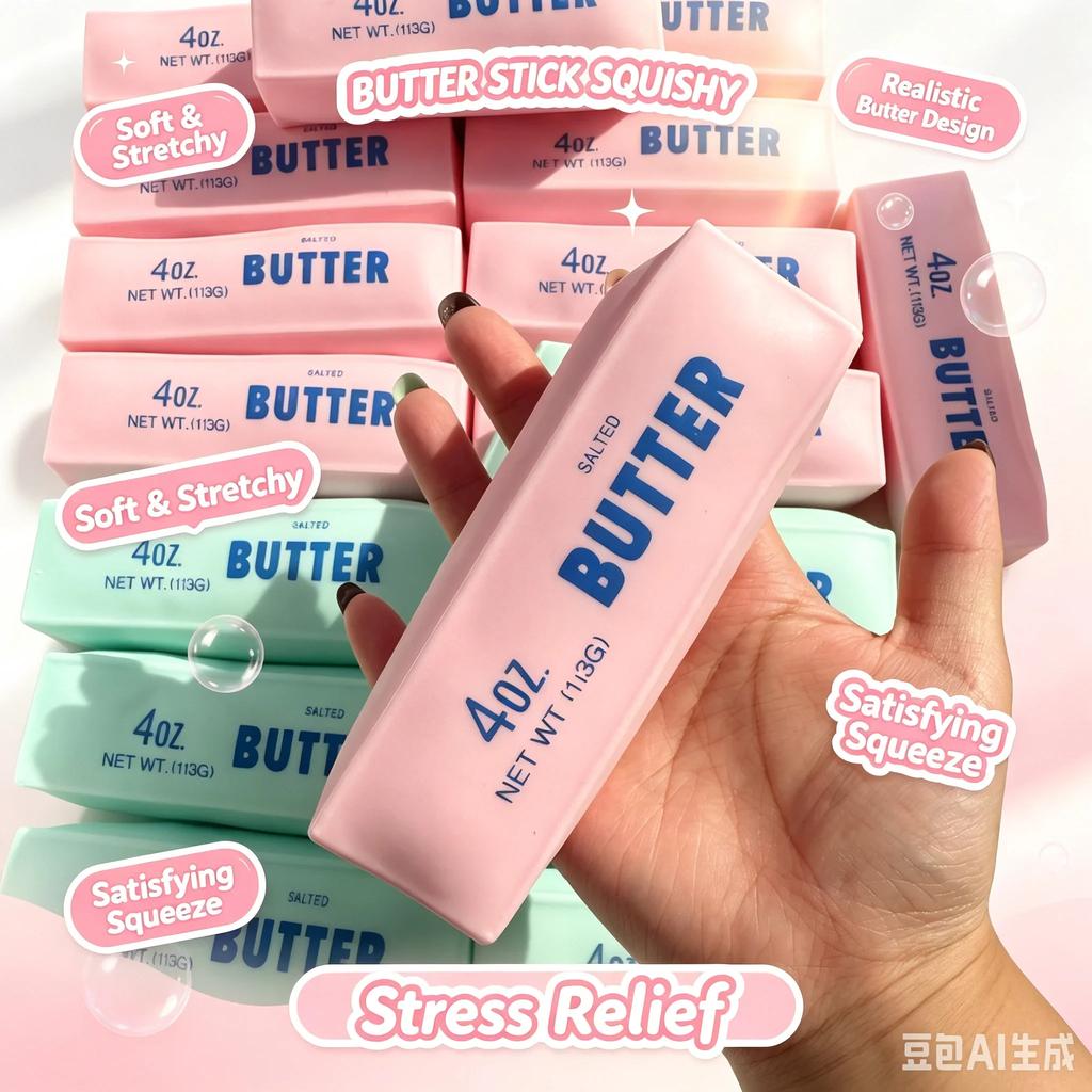 Bâton de Beurre Squishy Balle Anti-Stress Jouet Fidget Croquant à Presser Blocs Rond Anti-Stress ASMR Relaxation de la Main Cadeau pour Soulager le Stress